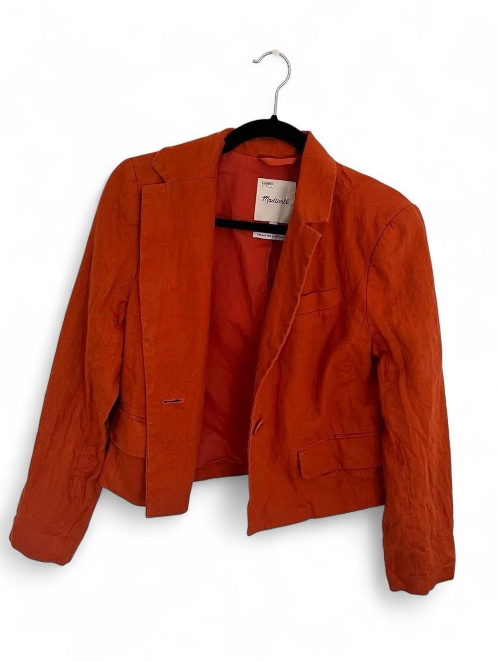 Madewell Women's Rust Orange Cropped Tailored Blazer